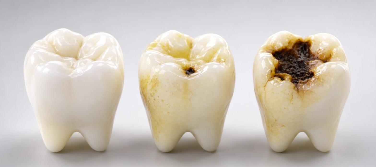 Quá trình sâu răng tiến triển từ răng khỏe đến hình thành lỗ sâu