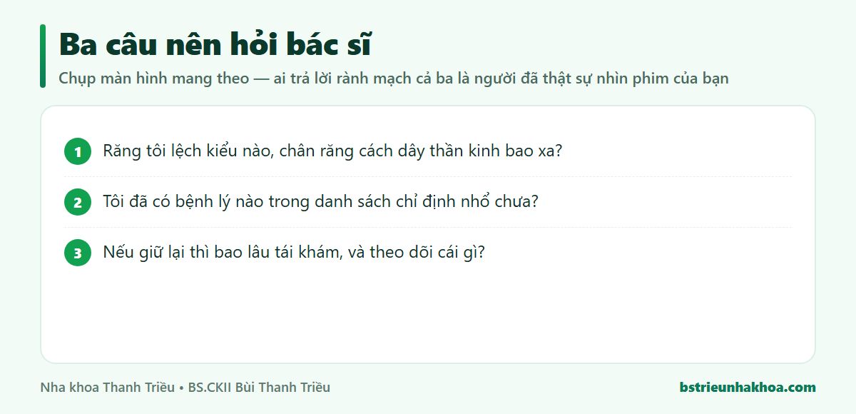 Ba câu hỏi nên hỏi bác sĩ trước khi quyết định nhổ răng khôn mọc lệch