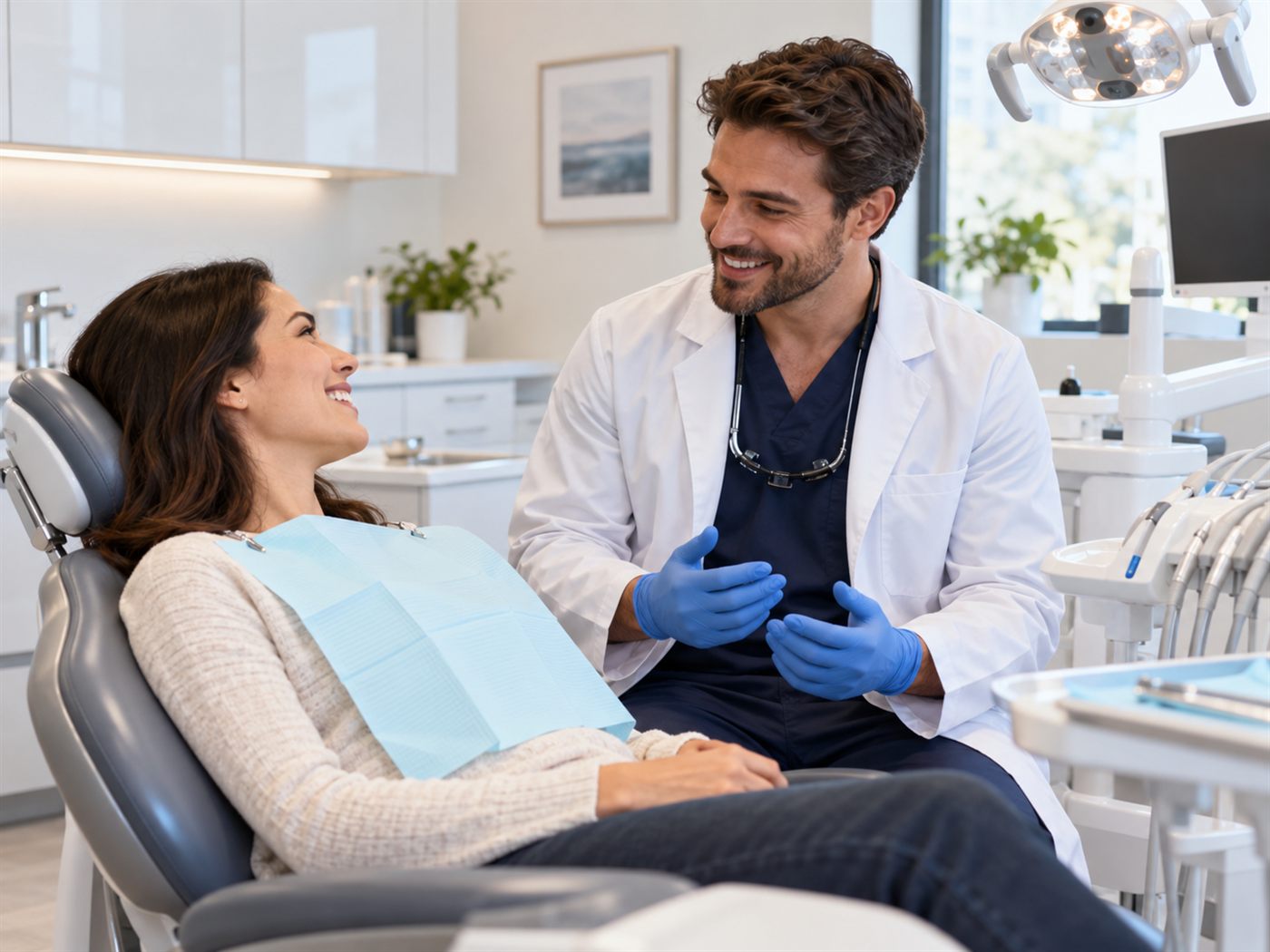Bác sĩ nha khoa tư vấn cách chăm sóc cho bệnh nhân sau khi nhổ răng