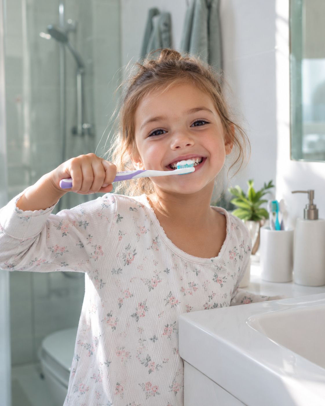 Trẻ chải răng đúng cách để phòng sâu răng mùa bánh kẹo