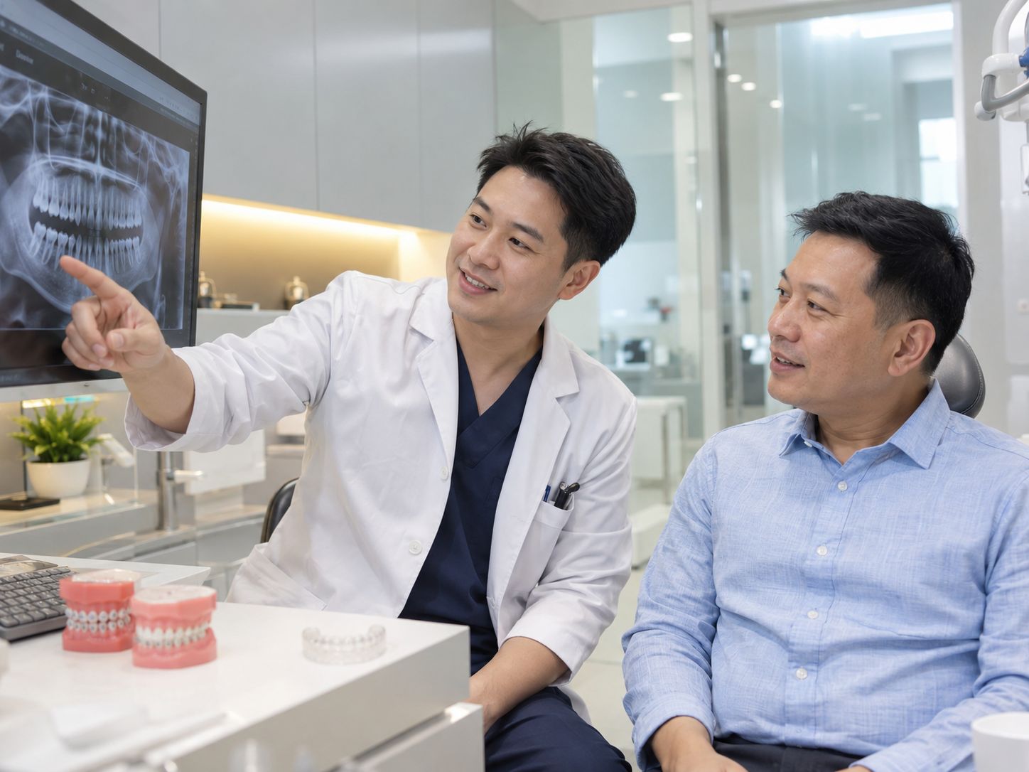 Bác sĩ tư vấn chỉnh nha cho bệnh nhân trưởng thành